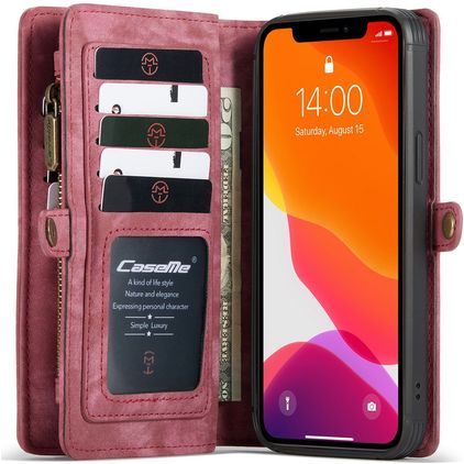 Caseme 008 Housse iPhone 12 Pro Etui avec Coque Détachable Porte-Monnaie - Rouge