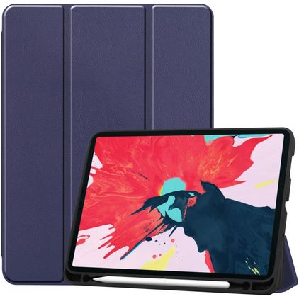 Mobigear Tri-Fold Gel Coque iPad Pro 11 Pouces (2022) Etui en TPU,Similicuir + Porte-crayon - Dark Blue