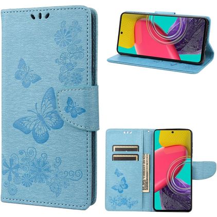 Mobigear Butterfly Housse Samsung Galaxy M53 Etui Porte-Monnaie - Bleu