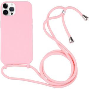 Mobigear Lanyard iPhone 16 Pro Max Coque avec cordon en Silicone - Rose