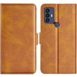 Mobigear Slim Magnet Housse TCL 305 Etui Porte-Monnaie - Cognac