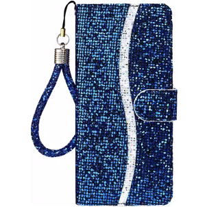 Mobigear Glitter Housse iPhone 12 Pro Etui Porte-Monnaie - Bleu