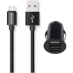 Mobigear Essentials - Simple USB Chargeur voiture Micro USB 1 mètre 12W 2.4A - Noir