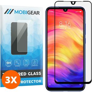 Mobigear Premium Xiaomi Redmi Note 7 Verre trempé Protection d'écran - Compatible coque - Noir (Lot de 3)