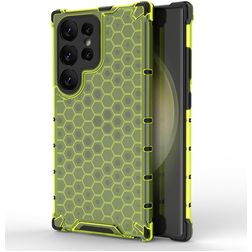 Mobigear Honeycomb Coque Samsung Galaxy S24 Ultra Coque arrière Rigide Anti-Chocs - Vert