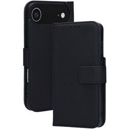 Mobiparts Wallet Housse iPhone Air MagSafe Etui en Cuir Véritable Porte-Monnaie - Noir