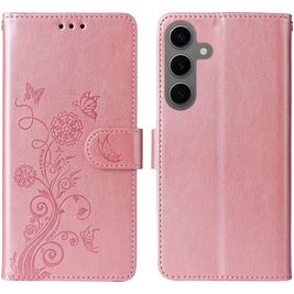 Mobigear Flowers Housse Samsung Galaxy S24 FE Etui Porte-Monnaie - Rose doré