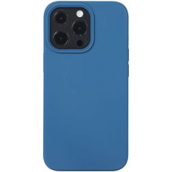 Mobigear Rubber Touch Coque iPhone 14 Pro Coque arrière en Silicone - Bleu