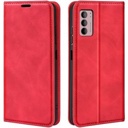 Mobigear Retro Slim Motorola Moto G42 Étui Portefeuille - Rouge