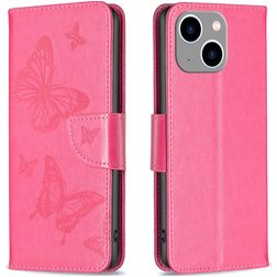 Mobigear Butterfly Housse iPhone 15 Plus Etui Porte-Monnaie - Magenta