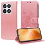 Mobigear Flowers Housse Xiaomi 14T Pro Etui Porte-Monnaie - Rose doré