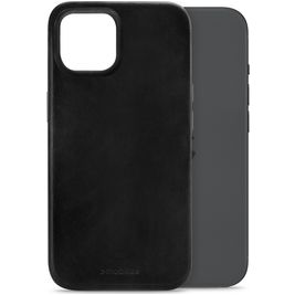 Mobilize Premium Coque iPhone 15 MagSafe Coque arrière en Cuir Véritable - Noir