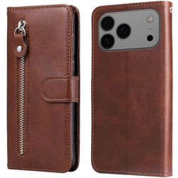 Mobigear Zipper Housse iPhone 17 Pro Max Etui Porte-Monnaie - Marron