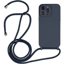 Mobigear Lanyard iPhone 14 Pro Max Coque avec cordon en Silicone - Dark Blue