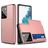 Mobigear Card Coque Samsung Galaxy S21 Ultra Coque arrière Rigide Anti-Chocs avec Porte-Cartes - Rose doré