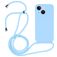 Mobigear Lanyard iPhone 15 Plus Coque avec cordon en Silicone - Bleu