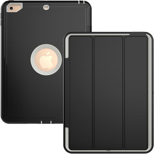 Mobigear Tri-Fold Folio Coque iPad 6 (2018) Etui - Noir / Gris