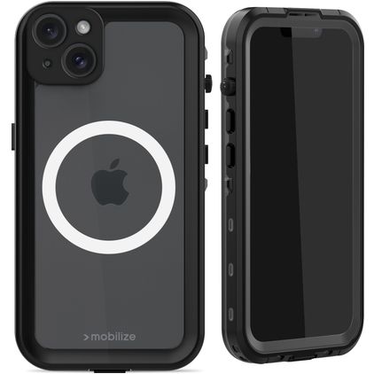 Mobilize Waterproof Coque iPhone 15 Plus MagSafe Coque arrière Imperméable Rigide - Noir
