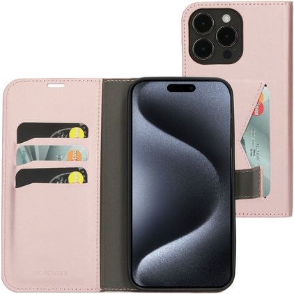 Mobiparts Classic Wallet Housse iPhone 15 Pro Max Etui Porte-Monnaie - Rose