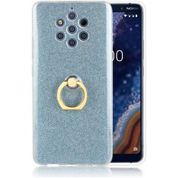 Mobigear Glitter Ring Coque Nokia 9 PureView Coque arrière en TPU Souple avec Anneau-Support - Bleu