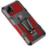 Mobigear Armor Stand Realme C21 Plastique rigide Coque arrière Antichoc avec béquille - Noir / Rouge