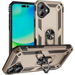Mobigear Armor Ring iPhone 17 Plastique rigide Coque arrière Antichoc avec bague de maintien - Or
