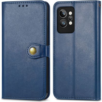 Mobigear Snap Button Housse Realme GT2 Pro Etui Porte-Monnaie - Bleu