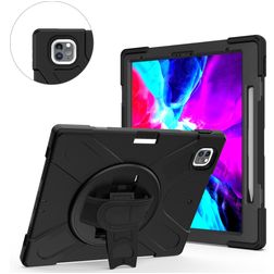 Mobigear SureGrip XGuard Coque iPad Pro 13 Pouces (2024) Coque arrière en Plastique rigide,Silicone + Porte-crayon + Bandoulière + Support Amovible - Noir