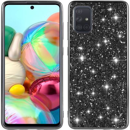 Mobigear Glitter Coque Samsung Galaxy A73 Coque arrière Rigide - Noir