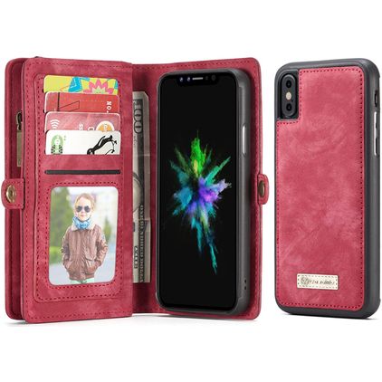 Caseme 008 Housse iPhone XS Etui avec Coque Détachable Porte-Monnaie - Rouge