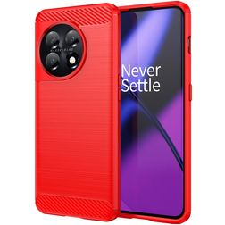 Mobigear Brushed Coque OnePlus 11 Coque arrière en TPU Souple - Rouge