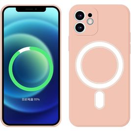Mobigear Rubber Touch Coque iPhone 12 Pro MagSafe Coque arrière en Silicone - Rose