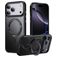 Mobigear Frosted Mag iPhone 17 Pro Max MagSafe Plastique rigide Coque arrière avec béquille - Noir