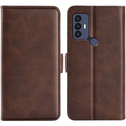 Mobigear Slim Magnet Housse TCL 305 Etui Porte-Monnaie - Marron