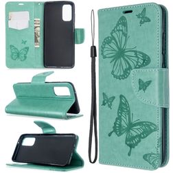 Mobigear Butterfly Housse Samsung Galaxy S20 Etui Porte-Monnaie - Turquoise