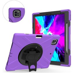 Mobigear SureGrip XGuard Coque iPad Pro 13 Pouces (2025) Coque arrière en Plastique rigide,Silicone + Porte-crayon + Bandoulière + Support Amovible - Violet