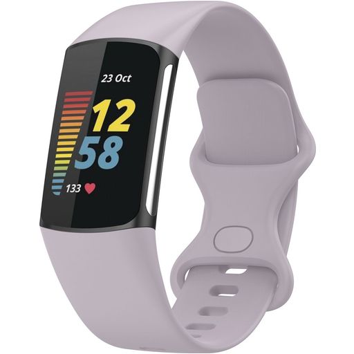 Mobigear Sport Dual Bracelet Silicone Fitbit Charge 5 Fermeture à clou et passant - Violet