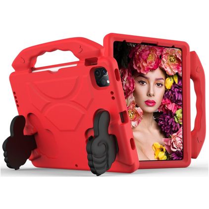 Mobigear Thumbs Up Coque iPad Air 5 (2022) Coque de tablette pour enfants avec Poignée Enfants en EVA - Rouge