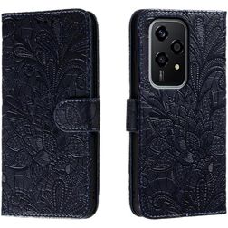 Mobigear Flowers HONOR 200 Lite Étui Portefeuille - Bleu foncé