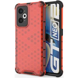 Mobigear Honeycomb Coque Realme GT2 Coque arrière Rigide Anti-Chocs - Rouge