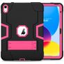 Mobigear ShieldStand Coque iPad 11 (2025) Coque arrière en Plastique rigide,Silicone + Support Amovible - Noir / Rose