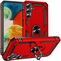 Mobigear Armor Ring Samsung Galaxy A24 Plastique rigide Coque arrière Antichoc avec bague de maintien - Rouge