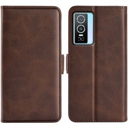 Mobigear Slim Magnet Vivo Y76 Étui Portefeuille - Marron