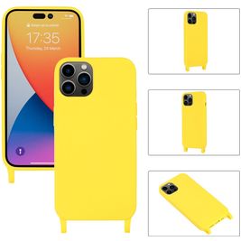 Mobigear Lanyard iPhone 14 Pro Coque avec cordon en Silicone - Jaune Mobigear Lanyard iPhone 14 Pro Coque avec cordon en Silicone - Jaune