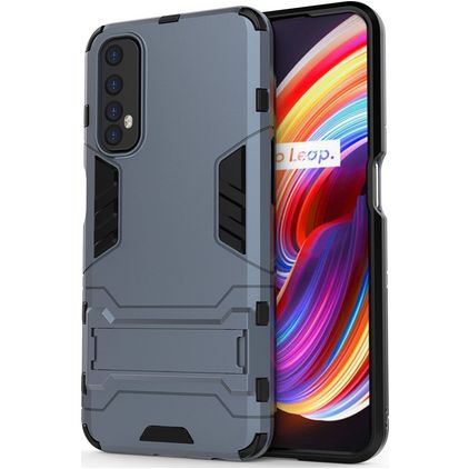 Mobigear Armor Stand Coque Realme 7 Coque arrière Rigide Anti-Chocs avec Support Amovible - Bleu