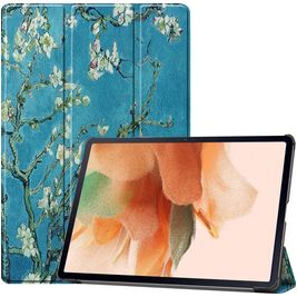 Mobigear Tri-Fold Coque Samsung Galaxy Tab S7 FE Etui - Fleurs d'amande