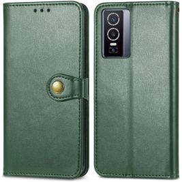 Mobigear Snap Button Housse Vivo Y76 Etui Porte-Monnaie - Vert