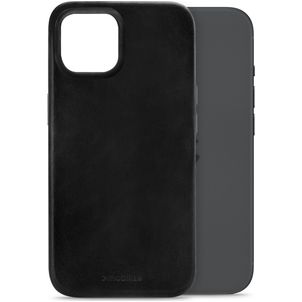 Mobilize Premium Coque iPhone 15 MagSafe Coque arrière en Cuir Véritable - Noir