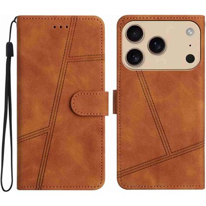 Mobigear Stitch Housse iPhone 17 Pro Max Etui Porte-Monnaie - Marron