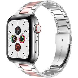 Mobigear Lissabon Bracelet Acier pour Apple Watch Fermeture boucle déployante - 49/46/45/44 mm - Rose / Argent